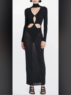Dion Lee Black Long Sleeve Cutout Maxi Dress